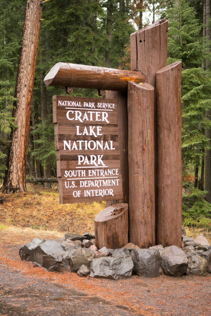 Crater Lake National Park Entrance Sign Oregon State